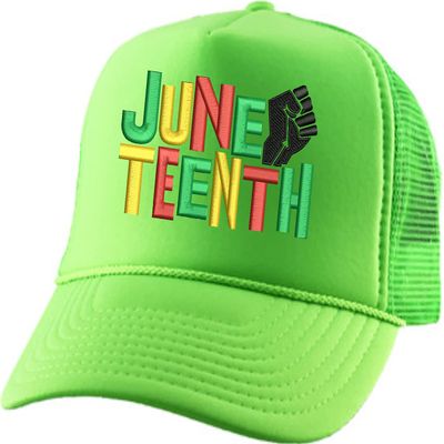 ALLNTRENDS Adult Trucker Hat Juneteenth Embroidered Freedom Day Baseball Cap Adjustable Support Mesh Back Truckers (Neon Green)