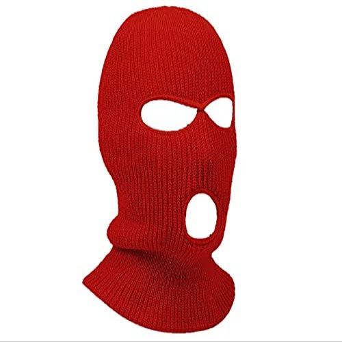 Mrlahat 3 Hole Ski Mask Face Neck Gaiter Beanie Balaclava Outdoor Sport Warm Full Face OSFM (Red)