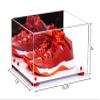 Better Display Cases Acrylic Shoe Pair Display Case - Large Rectangle Box with Mirror Case, White Base and Red Risers 15.25" x 12" x 9" (V13/A082) view 2