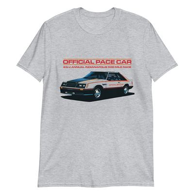 1979 Stang 63rd Annual Indianapolis 500 Official Pace Car Short-Sleeve Unisex T-Shirt Sport Grey