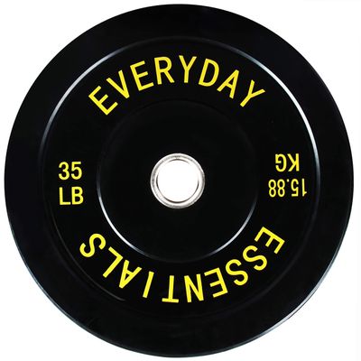 Signature Fitness 2" Olympic Bumper Plate Weight Plates with Steel Hub, 35LB, Single, Black