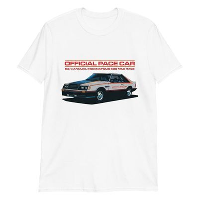 1979 Stang 63rd Annual Indianapolis 500 Official Pace Car Short-Sleeve Unisex T-Shirt White