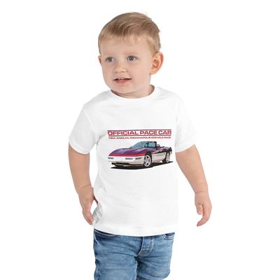 JG Infinite 1995 'Vette Convertible Indianapolis 500 Pace Car Toddler Short Sleeve Tee White