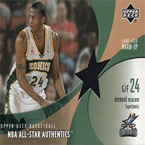 Sports Memorabilia Autograph Warehouse 653649 Desmond Mason Player Worn Jersey Patch Basketball Card - Seattle Super Sonics - 2002 Upper Deck No.DMAW Black