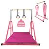BYBAG Foldable Gymnastics Kip Bar,Horizontal Bar for Kids Girls Junior,No Wobble Gym Equipment for Home Indoor,3' to 5' Adjustable Height,Gymnasts 1-4 Levels,300 lbs Weight Capacity(LIGHTPINK) view 1