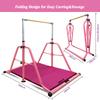 BYBAG Foldable Gymnastics Kip Bar,Horizontal Bar for Kids Girls Junior,No Wobble Gym Equipment for Home Indoor,3' to 5' Adjustable Height,Gymnasts 1-4 Levels,300 lbs Weight Capacity(LIGHTPINK) view 4