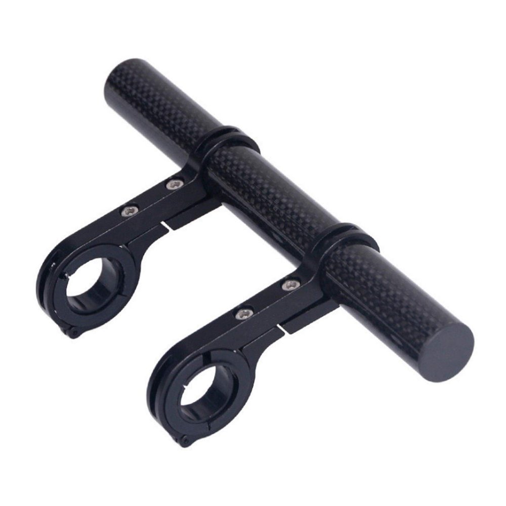 SJHY Bicycle Accessories Extension Bar Aluminum Alloy/Carbon Fiber Double Bracket Holder Extender Bike Handlebar Mount Flashlights Bike Parts (Color : Black 20cm Carbon)