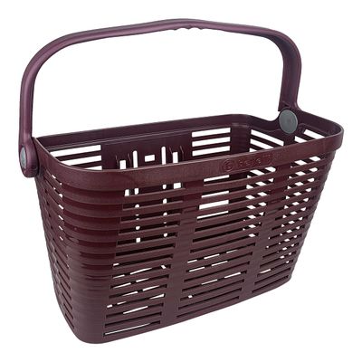 Bicycle Basket, Bellelli, Quick Release, Removable, Lightweight Plastic Basket, Easy to Mount, with Swing Up Handle, Plaza, Made in Italy (Plum)