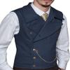 Profan Mens Double Breasted Suit Slim Fit Vest Suede Lapel Waistcoat for Wedding Groomsmen(Navy,Medium) view 1