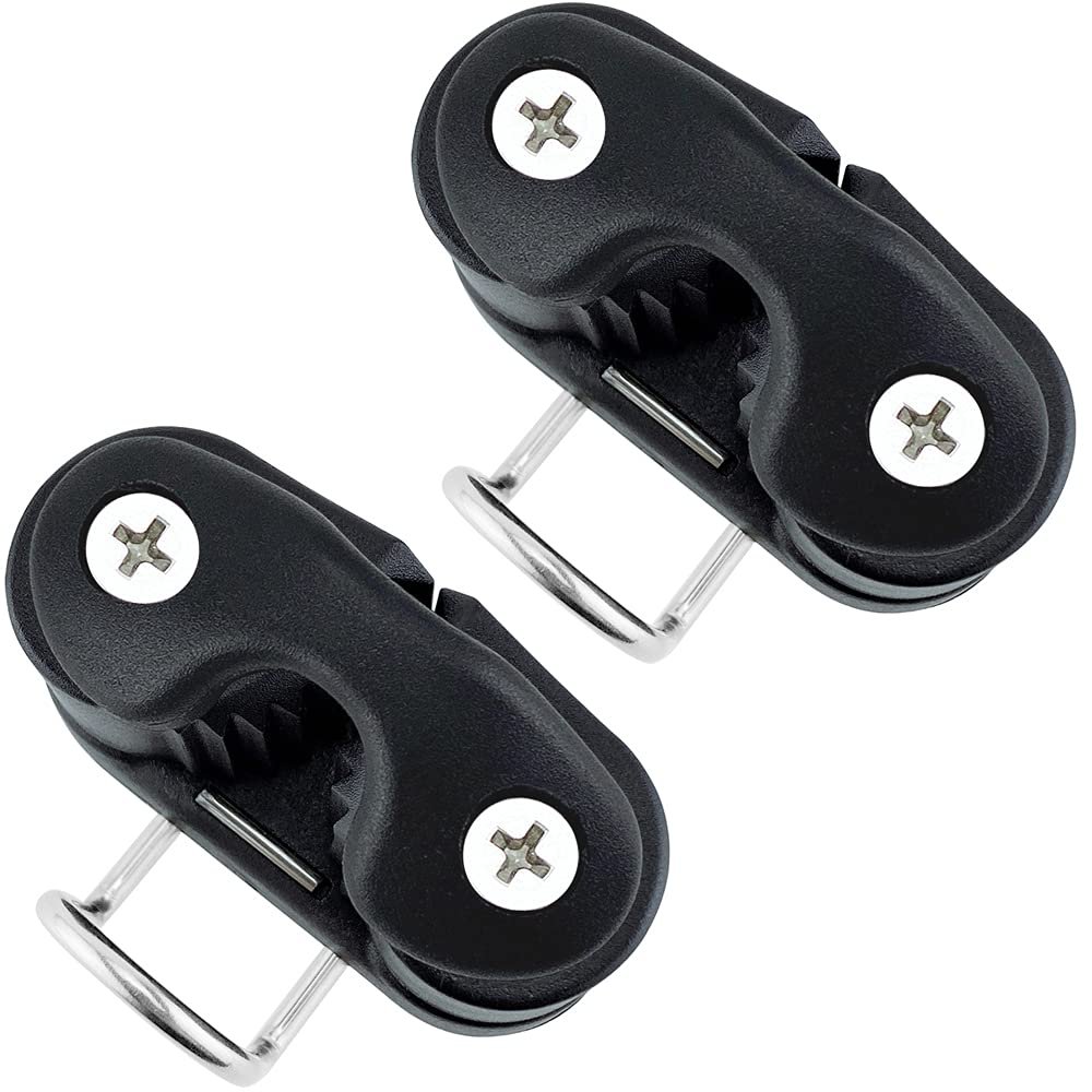 2 Pcs Cam cleats with Top Wire Flaired Leading Ring(Orange), Nylon Top Cover Tromotes stability, Nylon Cammatic Cleats, Composite 2 Row, Boat Pilates Equipment Fast Entry, For Rope diameter: 1/4"-1/2"