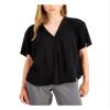 Alfani Womens Dolman Sleeve V-Neck Blouse Black S view 1