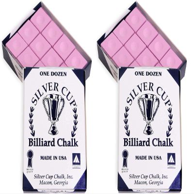 Silver Cup Billiard Chalk - ONE Dozen (Pink) 2 Pack