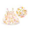 IMEKIS Hawaiian Outfit for Baby Girl Toddler Beach Summer Hawaii Sundress with Straw Hat 1st Birthday Outfit Ruffle Sleeve Dresses Holiday Casual Clothes Colorful Strawberry 6-9 Months view 1