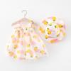 IMEKIS Hawaiian Outfit for Baby Girl Toddler Beach Summer Hawaii Sundress with Straw Hat 1st Birthday Outfit Ruffle Sleeve Dresses Holiday Casual Clothes Colorful Strawberry 6-9 Months view 2