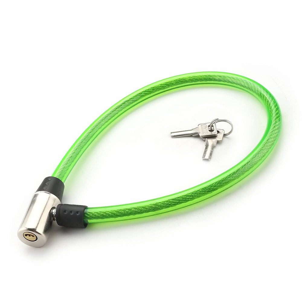 Juvielich Anti Theft Bike Lock 2ft.x12mm Bike Cable Lock with 2 Keys High Security Cable Lock Coiled Bike Lock for Outdoor Equipment, Bicycles, Scooters, Fence, Gate,Green 620x12mm