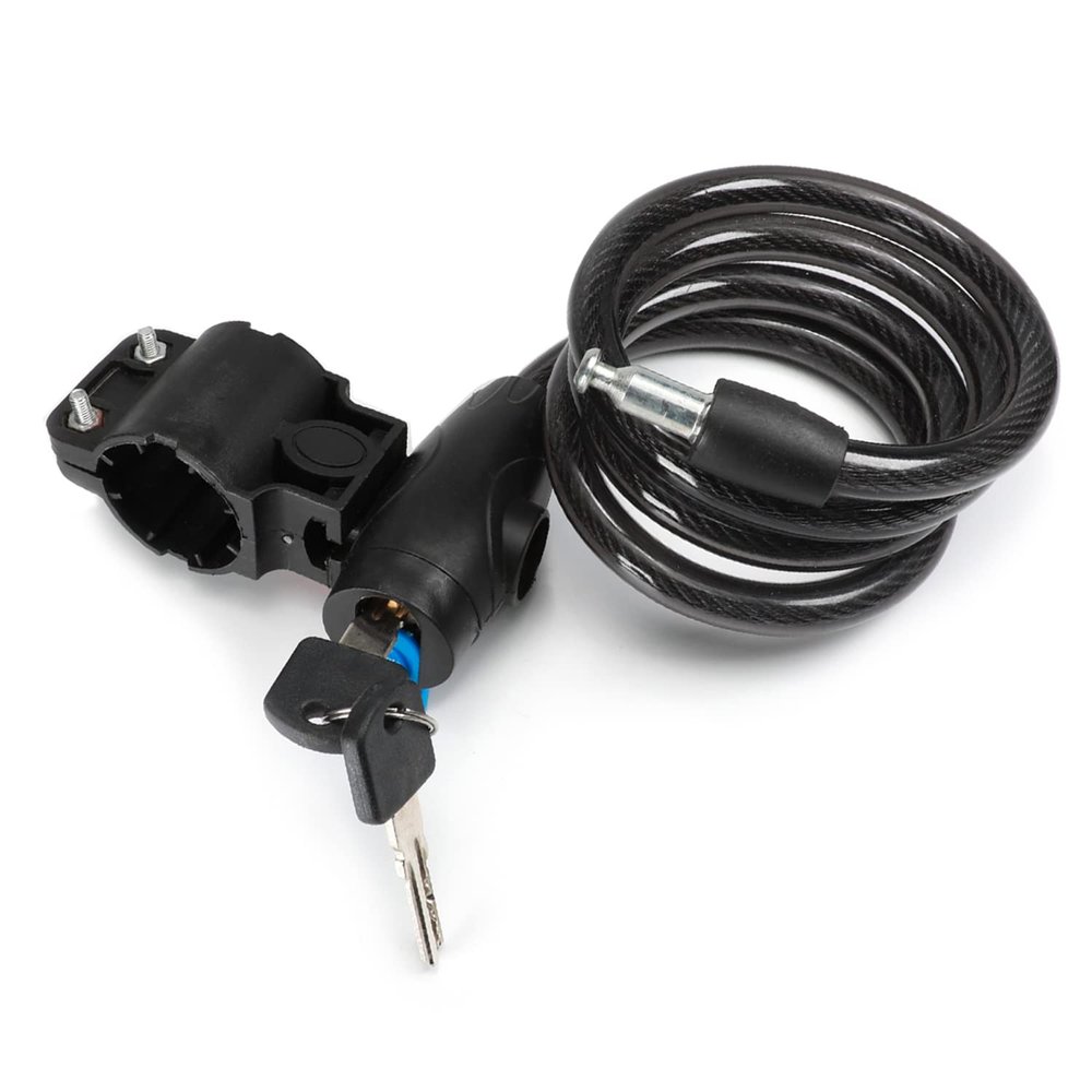 Juvielich Anti Theft Bike Lock Bike Cable Lock with Keys High Security Cable Lock Coiled Bike Lock 2 Keys Black 1100 x 11mm