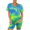 Maryia 2 Piece Outfits for Women V-Neck Yoga Top Blouse and Bodycon Cropped Short Pants Set High Waist Workout Tracksuit view 2