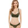 Guoeappa Women's Lace Bra and Panty Set Underwire Lingerie Cup Sized (32B-40D) Unlined Sheer Bra Matching Panties 2 Piece(Dark Green,36B) view 2