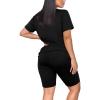 Maryia 2 Piece Outfits for Women V-Neck Yoga Top Blouse and Bodycon Cropped Short Pants Set High Waist Workout Tracksuit view 4