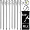 8 Pack Tent Stakes Heavy Duty 12 inch Steel Tent Pegs for Camping Unbreakable and Inflexible-Silver view 1