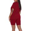 Maryia 2 Piece Outfits for Women V-Neck Yoga Top Blouse and Bodycon Cropped Short Pants Set High Waist Workout Tracksuit view 2