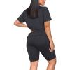 Maryia 2 Piece Outfits for Women V-Neck Yoga Top Blouse and Bodycon Cropped Short Pants Set High Waist Workout Tracksuit view 3