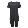 Maryia 2 Piece Outfits for Women V-Neck Yoga Top Blouse and Bodycon Cropped Short Pants Set High Waist Workout Tracksuit view 4