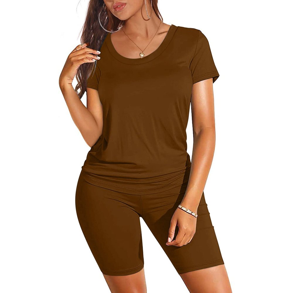 Maryia 2 Piece Outfits for Women V-Neck Yoga Top Blouse and Bodycon Cropped Short Pants Set High Waist Workout Tracksuit