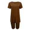 Maryia 2 Piece Outfits for Women V-Neck Yoga Top Blouse and Bodycon Cropped Short Pants Set High Waist Workout Tracksuit view 4