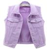 loveimgs Women's Fashion Sleeveless Regular Fit Lightweight Button Front Candy Color Ripped Denim Vest Jacket Pockets (Purple, Large) view 1