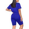 Maryia 2 Piece Outfits for Women V-Neck Yoga Top Blouse and Bodycon Cropped Short Pants Set High Waist Workout Tracksuit view 4