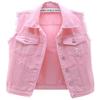 loveimgs Women's Fashion Sleeveless Regular Fit Lightweight Button Front Candy Color Ripped Denim Vest Jacket Pockets (Pink, Large) view 1