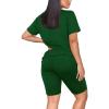 Maryia 2 Piece Outfits for Women V-Neck Yoga Top Blouse and Bodycon Cropped Short Pants Set High Waist Workout Tracksuit view 3