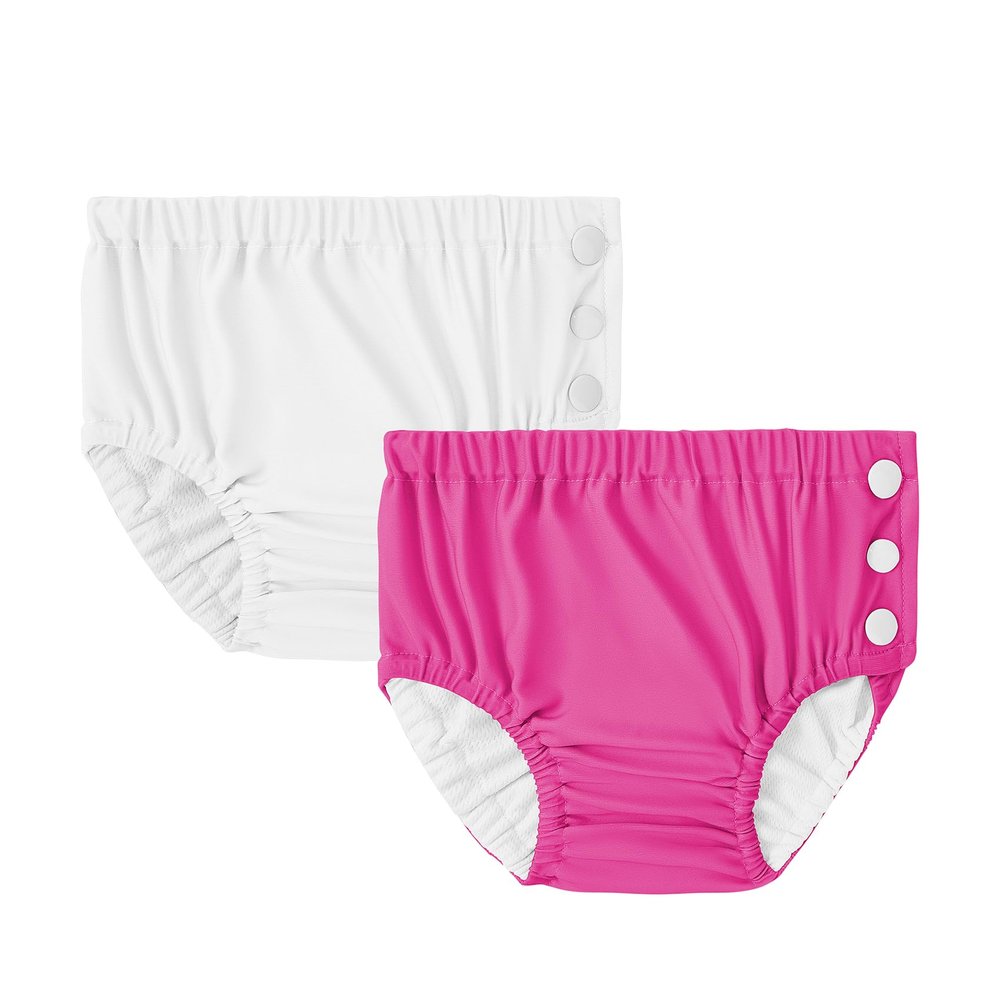 Durio Reusable Swim Diapers Washable Baby Swim Diaper Unisex Infant Toddler Swimming Diapers B White & Rose 6-12 Months