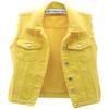 loveimgs Women's Fashion Sleeveless Regular Fit Lightweight Button Front Candy Color Ripped Denim Vest Jacket Pockets (Yellow, Medium) view 1