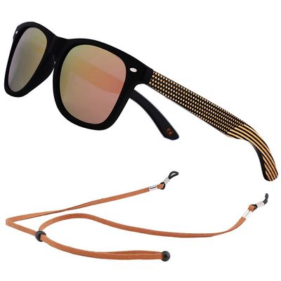 AN SWALLOW Mens Polarized Wood Sunglasses for Men Women, Womens Sunglasses Wooden Sides Bamboo Glasses (Wooden Sides, Rose Gold Lens)