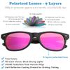 AN SWALLOW Mens Polarized Wood Sunglasses for Men Women, Womens Sunglasses Wooden Sides Bamboo Glasses (Wooden Sides, Pink Lens) view 3