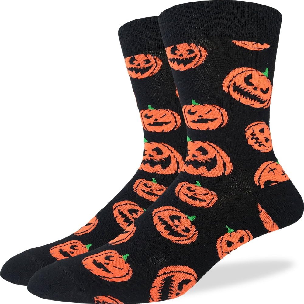 Good Luck Sock Men's Halloween Pumpkins Socks, Big & Tall, Shoe Size 13-17