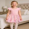 DANSHOW Ballet Leotards for Girls Dance Skirted Leotard Kids Ballet Tutu Dress Toddler Shiny Ruffle Sleeve Dancewear(40431-08-XL) view 3