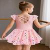 DANSHOW Ballet Leotards for Girls Dance Skirted Leotard Kids Ballet Tutu Dress Toddler Shiny Ruffle Sleeve Dancewear(40431-08-XL) view 4