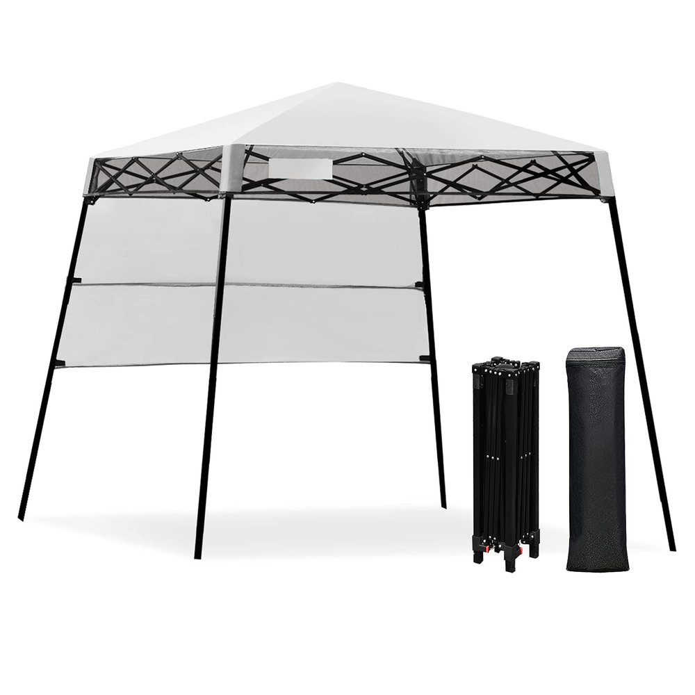 Fireflowery 7 x 7 Pop Up Canopy Tent, Portable Shelter Canopy w/Backpack, Outdoor Instant Canopy Tent, Lightweight & Compact for Hiking, Fishing, Camping, Picnic (7'x7' Base, 6'x6' top)