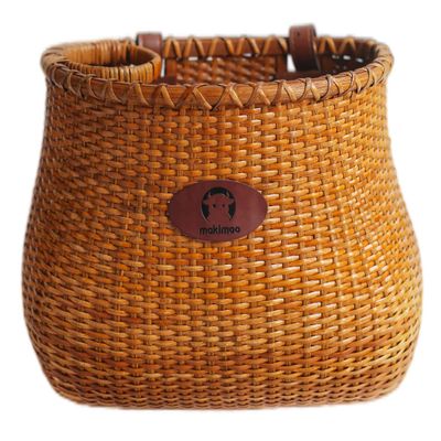 Bike Basket for Women's Beach Cruiser or Scooter The Original Wicker Bicycle Baskets with Built in Cup Holder for Front Handlebar-Classic Vintage Style Handmade Natural Rattan Wicker (Natural)