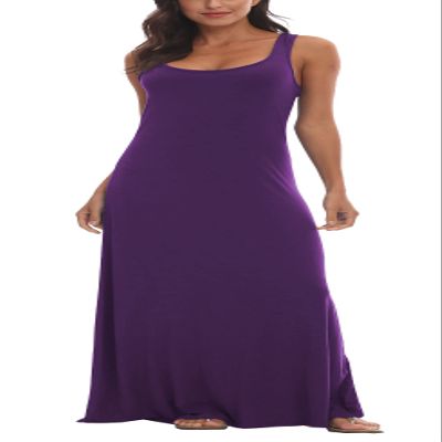 Urban CoCo Women's Scoop Neck Solid Sleeveless Summer Beach Tank Top Casual Maxi Dress Purple