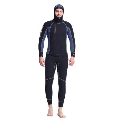 Yajun Men Hooded Wetsuit 5MM Neoprene 2 Pieces Professional Warm Scuba Diving Suit Zipper Split Spearfishing Snorkeling Suit,XL(64-78kg/173-178cm)