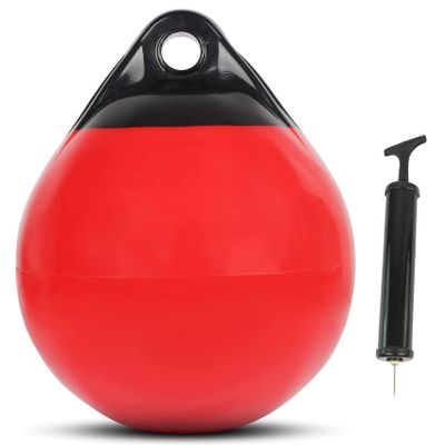 VEITHI 1 Pack 15 x 18 in Red Mooring Buoy Boat Buoy Balls Anchor Buoy Float Round Boat Fenders,Vinyl Inflatable Anchor Ball for Boat with Pump,Large Dock Bumpers for Lake/Anchoring/Marker