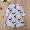 1-6T Toddler Kids Baby Girls Halloween Outfits Ghost Pumpkin Print Long Sleeve Dress Winter Clothes (Blue, 4-5 T) view 3