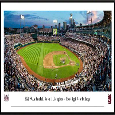 2021 College World Series Champions - Mississippi State- 40.25x13.75-inch Standard Framed Print by Blakeway Panoramas