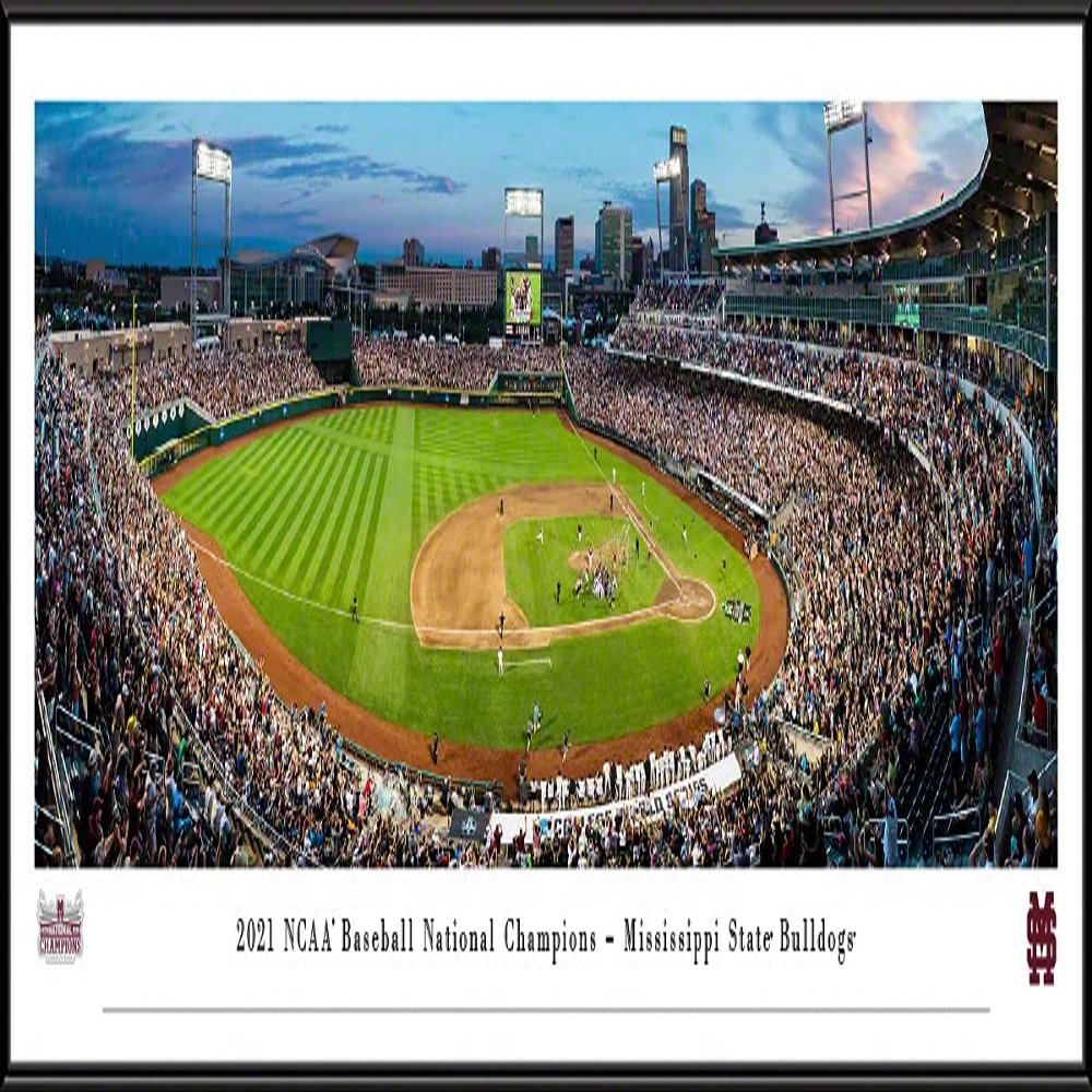 2021 College World Series Champions - Mississippi State- 40.25x13.75-inch Standard Framed Print by Blakeway Panoramas