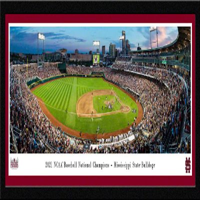 2021 College World Series Champions - Mississippi State- 42x15.5-inch Single Mat, Select Framed Picture by Blakeway Panoramas