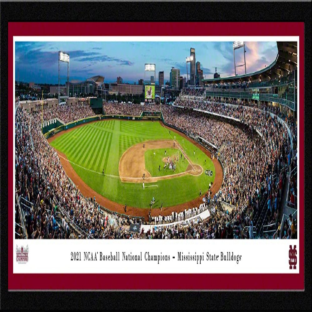 2021 College World Series Champions - Mississippi State- 42x15.5-inch Single Mat, Select Framed Picture by Blakeway Panoramas